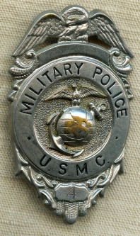 Rare Early 1950s KW Era US Marine Corps Military Police Badge #4