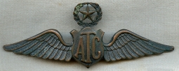 Very Rare WWII Civilian Air Transport Command (ATC) Supervisor Pilot Wing
