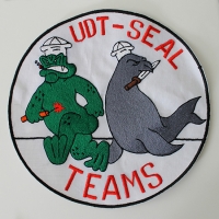 Late Vietnam War Period, 1974-75 Huge UDT-SEAL TEAMS Jacket or Equipment Patch. Made in Taiwan