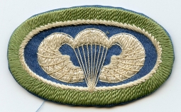 Wonderful Late '40's US army 511th Airborne Oval Wide Olive Green, Thin White Border Variant w/ Wing