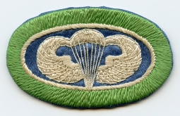 Stunning Late '40's US Army 511th Airborne Oval, Wide Bright Green, Thin White Variant w/ Jump Wing