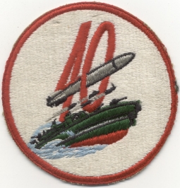 Scarce Late WWII US Navy MTB RON 40 PT Boat Squadron 40 Jacket Patch