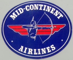 1950s Mid-Continent Airlines Baggage Label