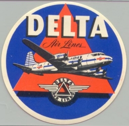 1950s Delta Air Lines Baggage Label