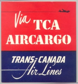 1950s Trans-Canada Air Lines "Via Air Cargo" Baggage Label