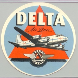 1950s Delta Airlines Baggage Label