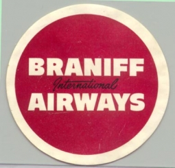 1950s Braniff International Airways Baggage Label