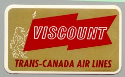 1950s Trans-Canada Airlines Viscount Baggage Label