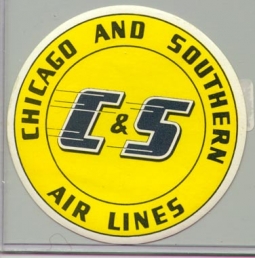 1940s Chicago And Southern Air Lines Baggage Label