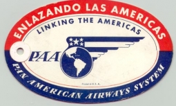 1940's Pan American Airways Enlazando Las Americas "Linking the Americas" Baggage Tag