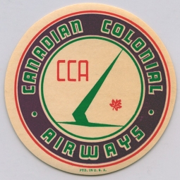 1930s Canadian Colonial Airways (CCA) Baggage Label