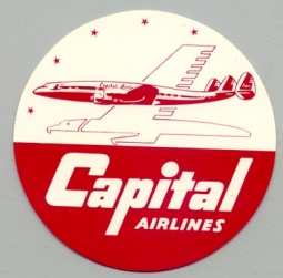 1950s Capital Airlines Constellation Baggage Label