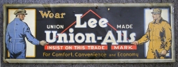 Great Early (Circa 1915) Lee Union-Alls Tin Litho Advertising Sign