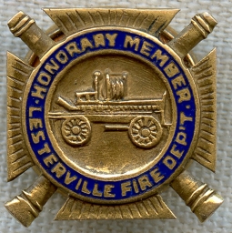 Nice Ca 1900 Lesterville, Missouri Fire Dept Honorary Member 10K Gold Lapel Pin