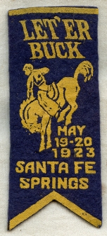 Cool 1923 Santa Fe Springs Rodeo Felt Ribbon