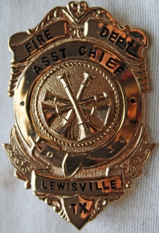Beautiful 1990's - 00's Lewisville, Texas Fire Department Assistant Chief Badge by Blackinton