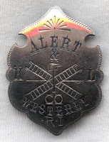 Large Alert Hook & Ladder Co. Fire Badge from Westerly, Rhode Island