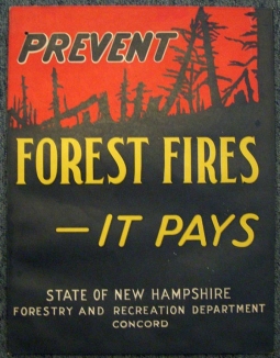 1920s-1930s New Hampshire Dept. of Forestry Forest Fire Prevention Poster by Jutex Water-Resistant