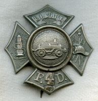 1870s-1880s Long Island City (Queens), NY FD Columbia Hook & Ladder No. 4 Badge #10