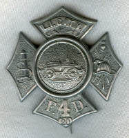 1870s-1880s Long Island City (Queens), NY FD Columbia Hook & Ladder No.4 Badge #20