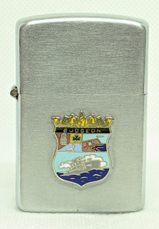 Beautiful Mid - 1950's USS Gudgeon SS - 567 Submarine Lighter by Penguin. Engraved & Appland Insigni