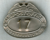 Great Circa 1930 Lindenhurst, New York USPO Letter Carrier Hat Badge