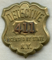 Wonderful 1890's New York Licensed Detective, Amazing #411, Badge