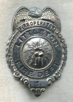 Scarce 1930s Littleton, Colorado Fire Dept. Fire Operator Badge