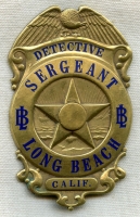 Beautiful Circa 1930 Long Beach, California Detective Sergeant Badge