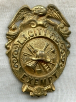 1870s-80s Long Island City (Queens), New York Volunteer FD Exempt Fireman Badge