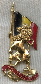 Rare Beautiful & HUGE Ca 1940 Long Live Belgium Patriotic / Donation Brooch