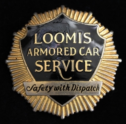 1940's - 1950's Loomis Armored Car Service Driver's Numbered Hat Badge