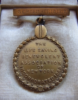 1912 Life Saving Medal Awarded by the Life Saving Benevolent Association of N. Y.