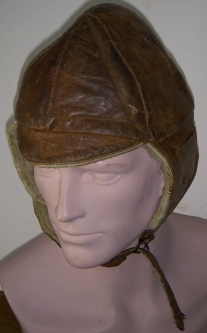 Circa WWI-Early 1920s Leather Flight / Motorcyclist Helmet with Unusual Fleece Lining