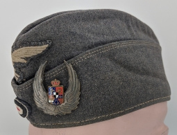 Unique WWII WWII Luftwaffe Side Cap as worn with Romanian Observer Badge
