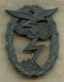 Late WWII Luftwaffe Ground Assault Badge in Plated Zinc