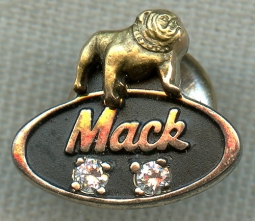 Great 1950's-60's Mack Trucks 20 Year Service Pin in 10K with Two Diamonds by O. C. Tanner
