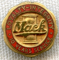 Vintage 1940s-50s Mack Truck 10 Years Loyal Service Pin 10K Gold by Whitehead & Hoag