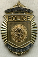 Cool Old 1970's Manchester, New Hampshire Police Detective Badge
