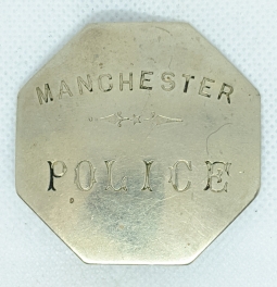 Great Old 1860's - 70's Manchester New Hampshire Police Octagon Badge