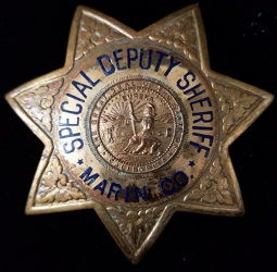 1950's-60's Marin Co. Cal. Special Deputy Sheriff 7 Point Star Badge by Irvine & Jachens.