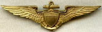 Beautiful & Rare WWI USN Pilot Wing by Bailey, Banks & Biddle in Gilt Bronze