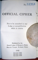 1948 Edition Serial #'ed Masonic Cypher Book from Maine (Revised 1959)