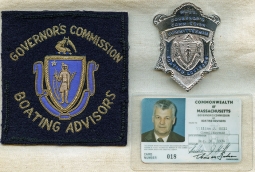 Ext. Rare Badge, Patch, Etc. of the Head of the Mass. Governor's Commission of Boating Advisors