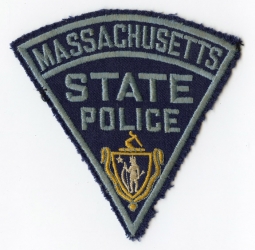 Circa 1950 Massachusetts State Police Shoulder Patch Silk Embroidery on Gabardine Wool