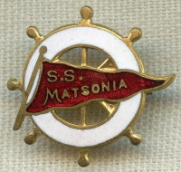 Nice, Late 1930's Matson Steamship Lines S.S. Matsonia Enameled Lapel Pin