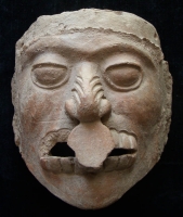 Wonderful Pre-Columbian Aztec or Mayan Terra Cotta Deity Mask