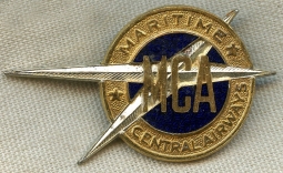 Scarce Mid - 1950's Maritime Central Airways (MCA) Stewardess Hat Badge