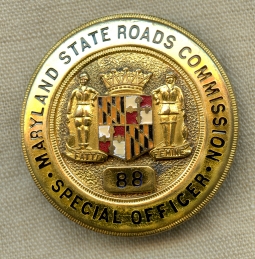 Rare Early 30s Maryland State Roads Com. Spec. Off. Badge Direct Predecessor of MD State Police