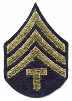 Mid-WWII US Army Rank Stripes for Technician Fourth Grade with Backing